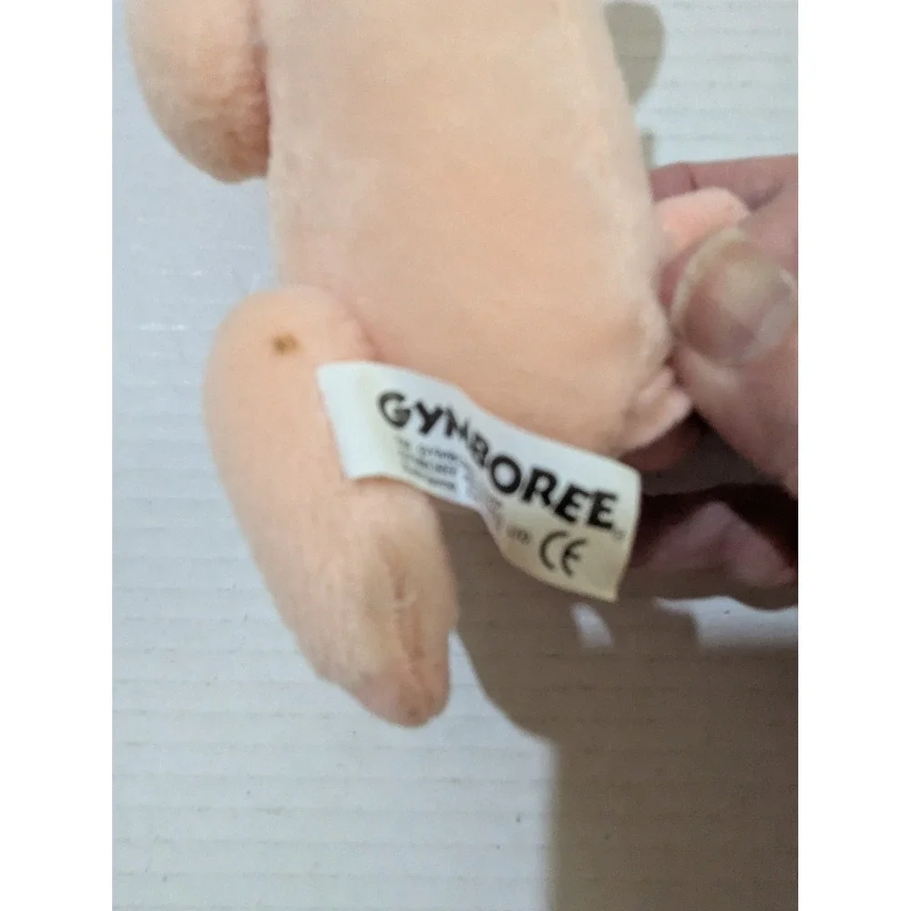 Gymboree Pink Pig Plush Stuffed Animal Blue Checkered Bow 6 Inch Toy